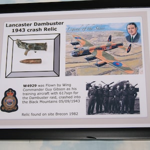 lancaster bomber 617 Sqn dam buster raf crash 1943 A4 FRAMED ww2 relic display + dvd