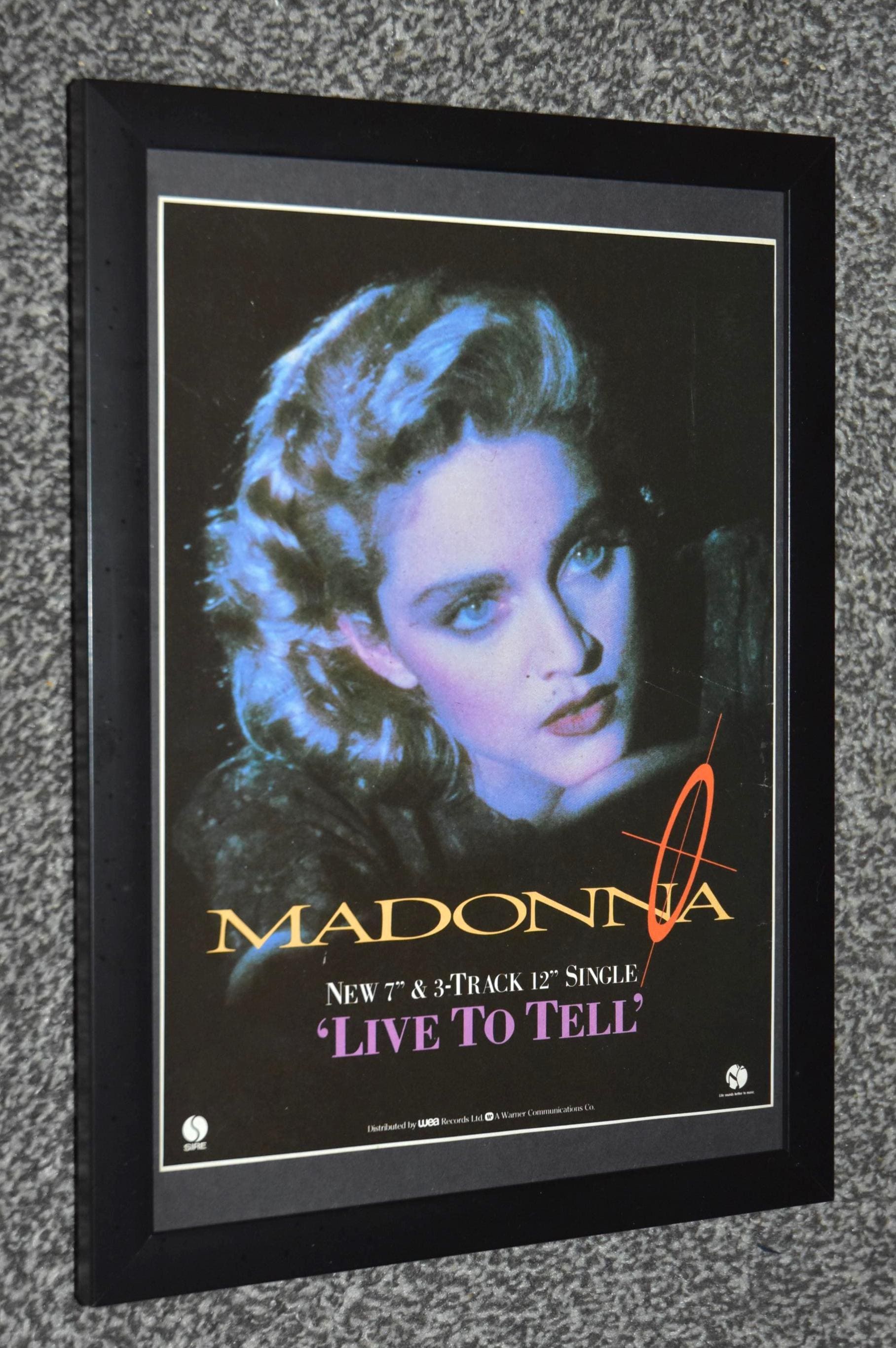 Framed Original MADONNA Singer Original 1986 Live to Tell SINGLE