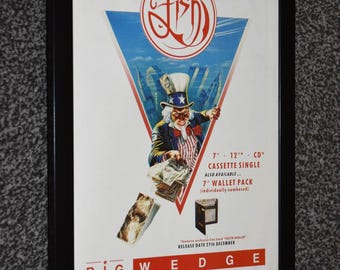 Framed original FISH marillion band Original 1989 big wedge SINGLE art Poster