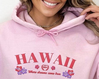 Hawaii Sweatshirt Hawaii Brodé Sweatshirt Hawaii Crewneck Sweatshirt de Hawaii Famille Vacances Chemises Plage Cadeau Filles Voyage Sweat à capuche