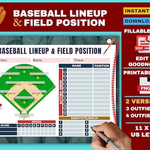 Formazione e posizione in campo per il baseball, ordine di battuta per il baseball, formazione modificabile, stampa per l'allenatore, elenco giocatori per il baseball, aiutante per la panchina, baseball giovanile