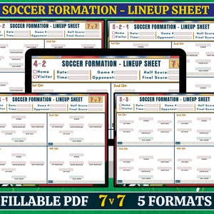 7v7 Soccer Formation Lineup Sheet, Editable PDF, Soccer Training, Football Formation, Soccer Coach Planner, Youth Soccer, Printable Template