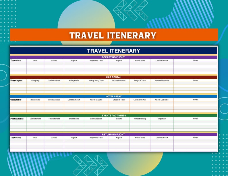 Travel Itinerary, Google Sheets Template, Google Sheets Planner, Travel Travel Itinerary, Google Sheets Template, Google Sheets Planner, Travel