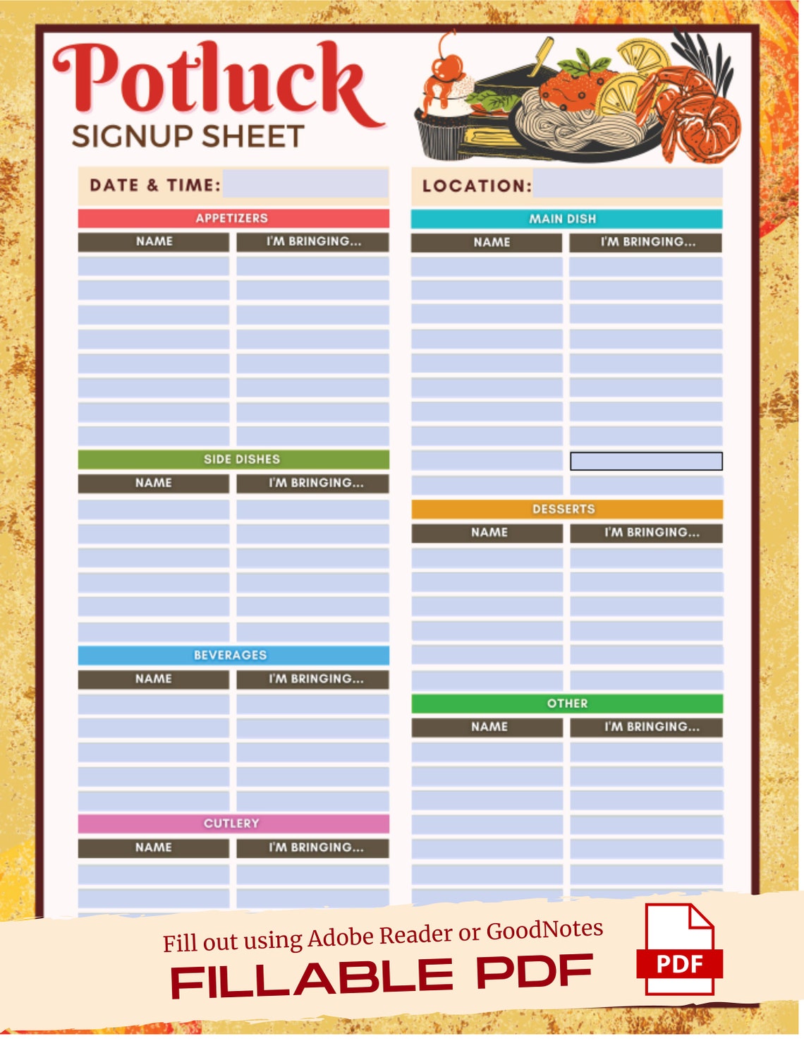 Editable Potluck Sign up Sheet Potluck Google Sheets Google Etsy Editable Potluck Sign up Sheet Potluck Google Sheets Google Etsy