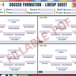 9v9 Soccer Formation Lineup Sheet, Editable PDF, Soccer Training ...