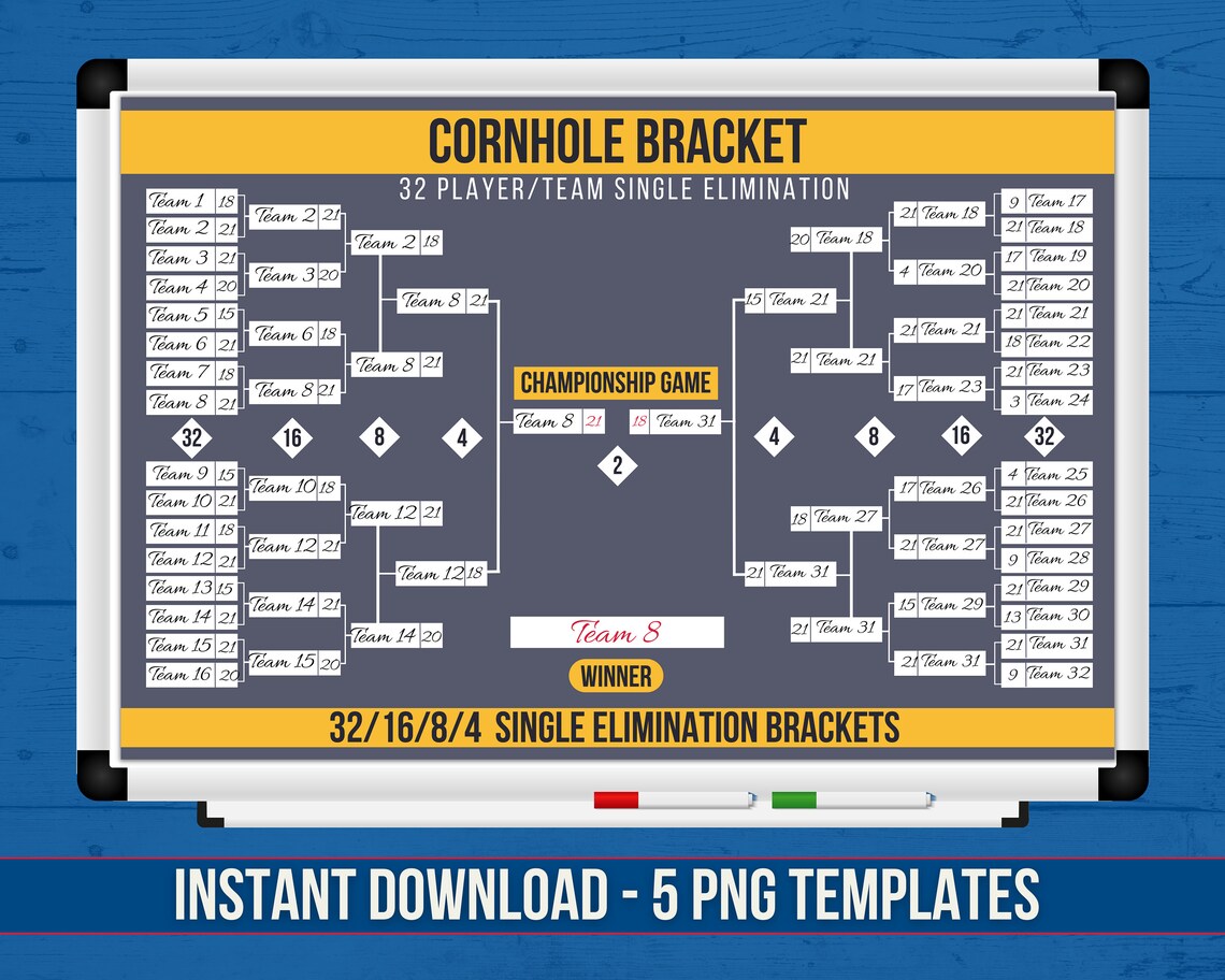 Printable Cornhole Tournament Brackets Available in 32 16 - Etsy