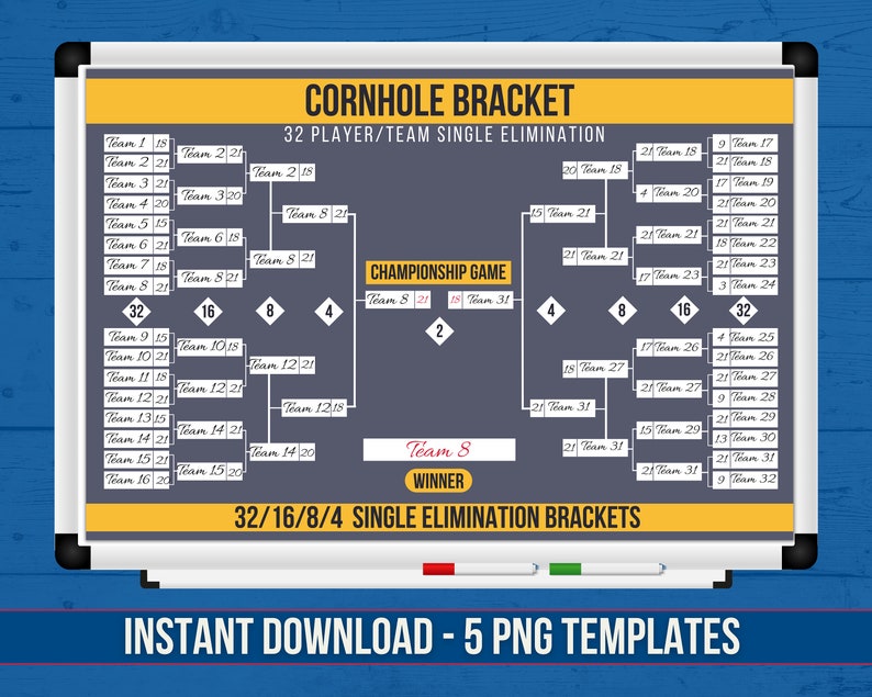 Printable Cornhole Tournament Brackets Available in 32 16 - Etsy