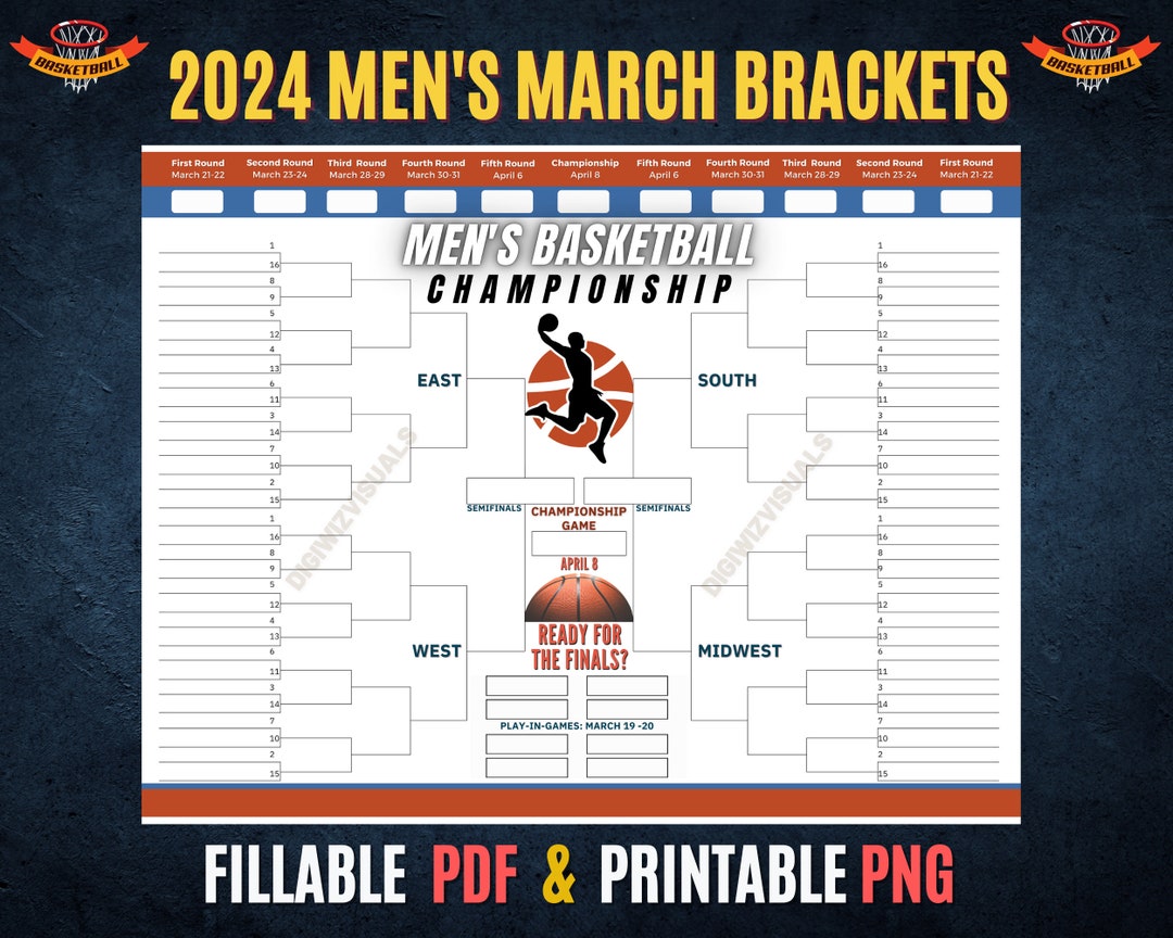 2025 Printable Mens March Brackets, Mens Bracket, Mens Basketball PNG