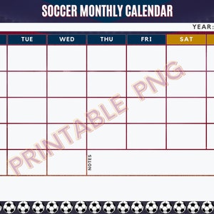 Soccer Season Calendar, Soccer Printable, Soccer Season Planner, Soccer ...