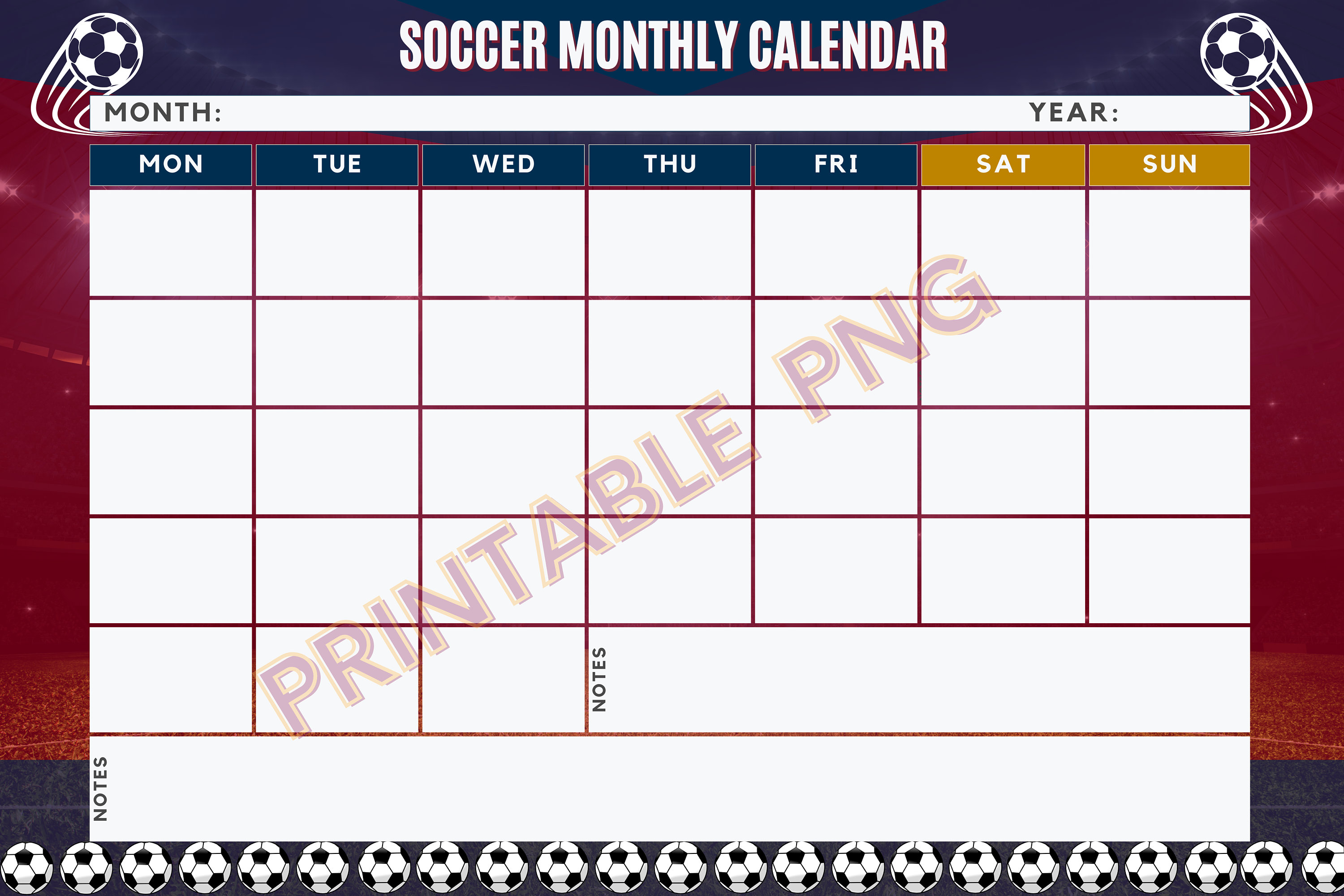 Soccer Season Calendar Soccer Printable Soccer Season Etsy