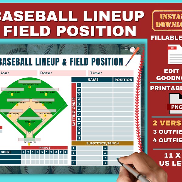 Baseball Lineup Etsy