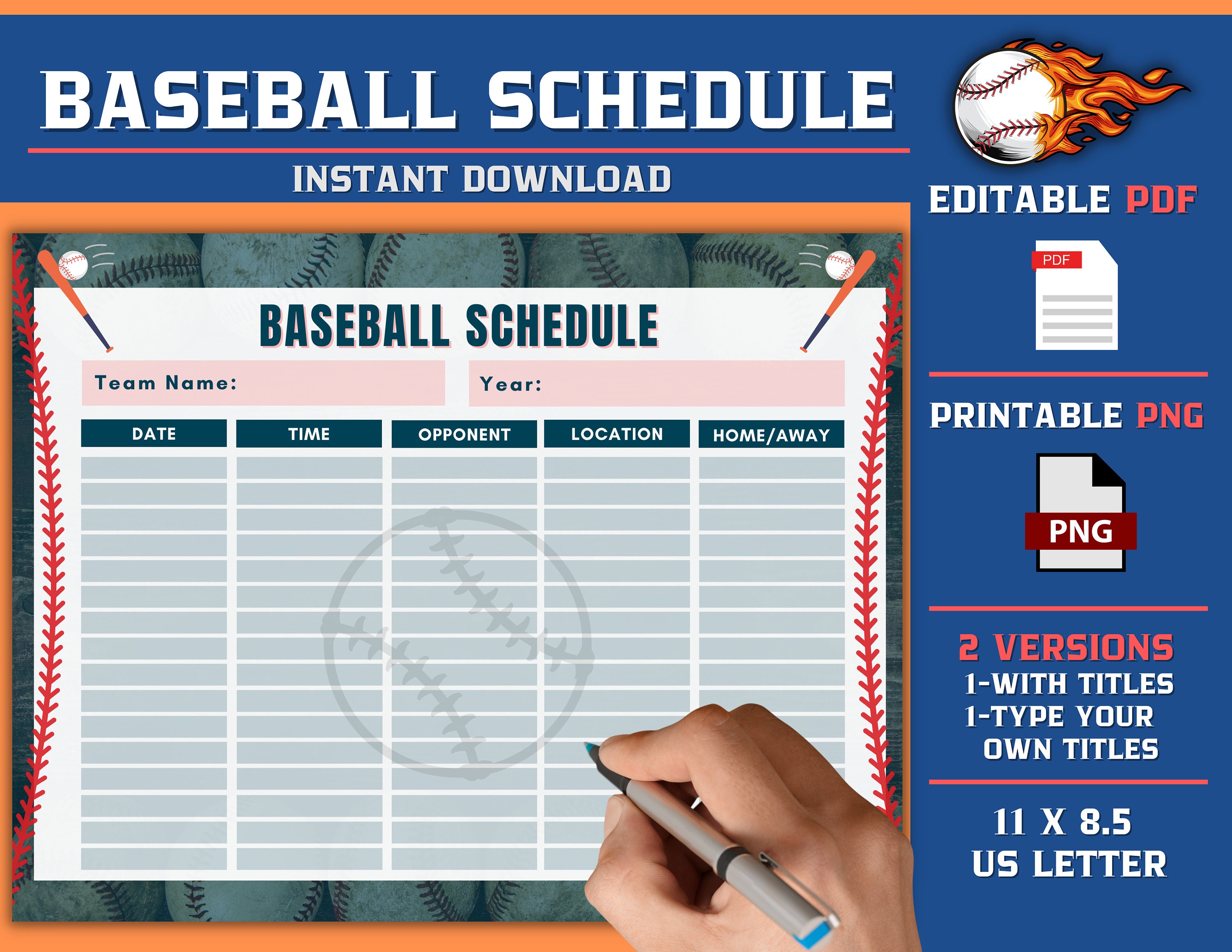 Editable Baseball Schedule Template, Baseball Printable, Printable Editable Baseball Schedule Template, Baseball Printable, Printable