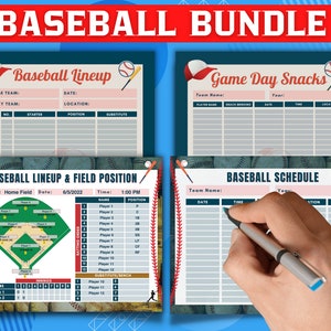 Pacchetto stampabile di baseball, modello di programma di baseball, posizione in campo, snack per il giorno della partita, scheda di formazione di baseball, download digitale, mamma di baseball