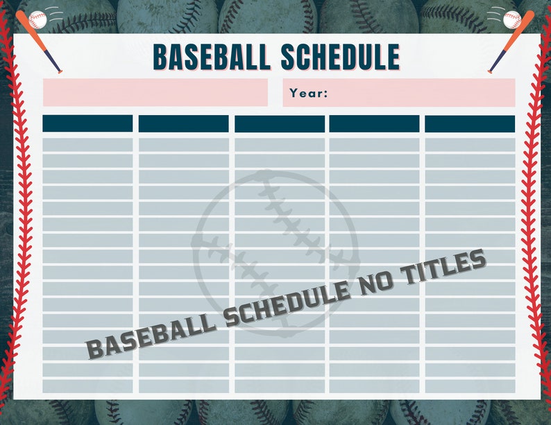 Editable Baseball Schedule Template Baseball Printable Etsy