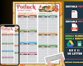 Editable Potluck Sign Up Sheet, Potluck Google Sheets , Google Slides template, Fillable PDF template, PowerPoint template, Food Potluck