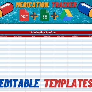 Medication Tracker, Editable Template, Printable Medicine Tracker Excel, Medication  Download, Google Sheets, Digital Template, Pill Log