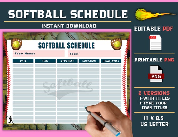 Softball Schedule Template Editable Template Printable Etsy Softball Schedule Template Editable Template Printable Etsy