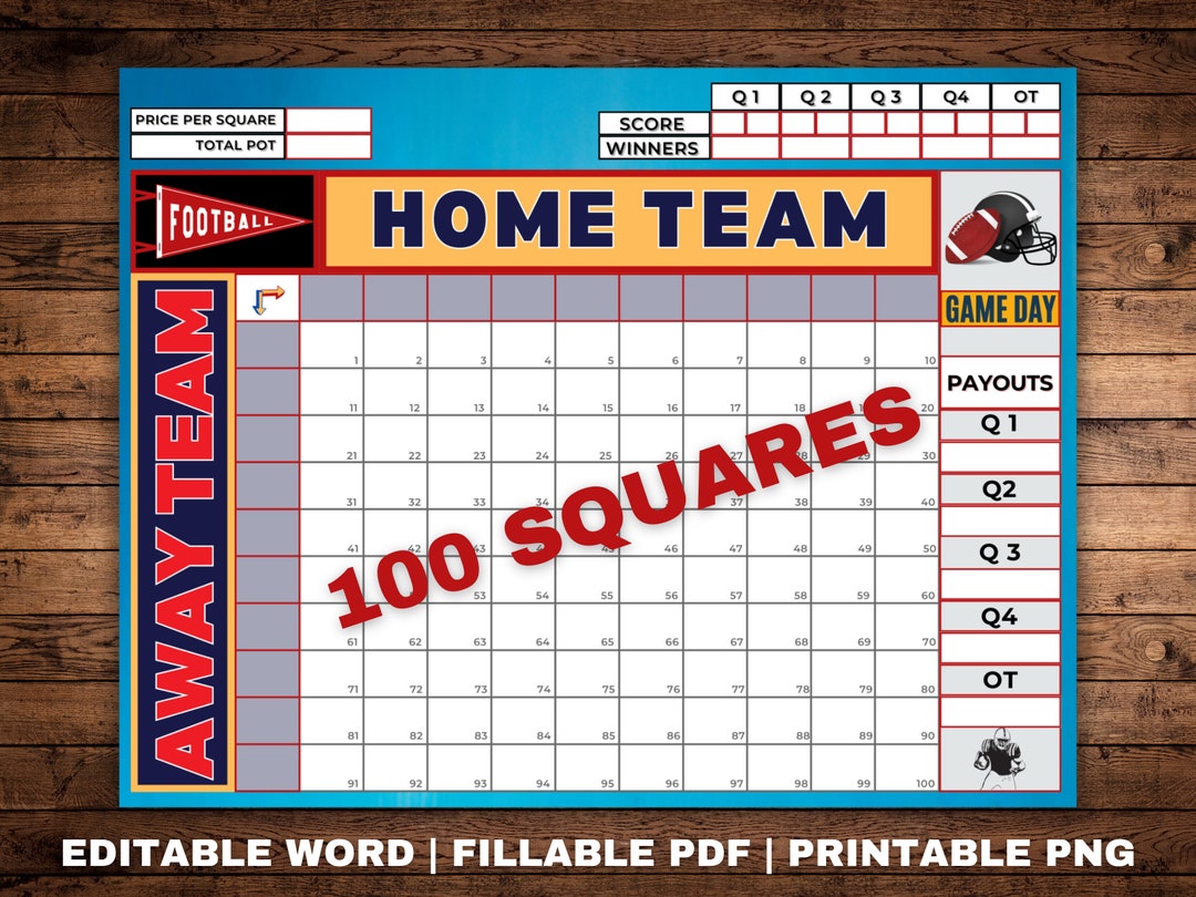 Football Squares, 100 Squares, the Big Game, Super Squares 2025