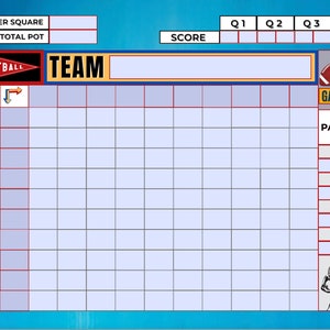 Football Squares, 100 Squares Football Pool Template, Football Boxes ...