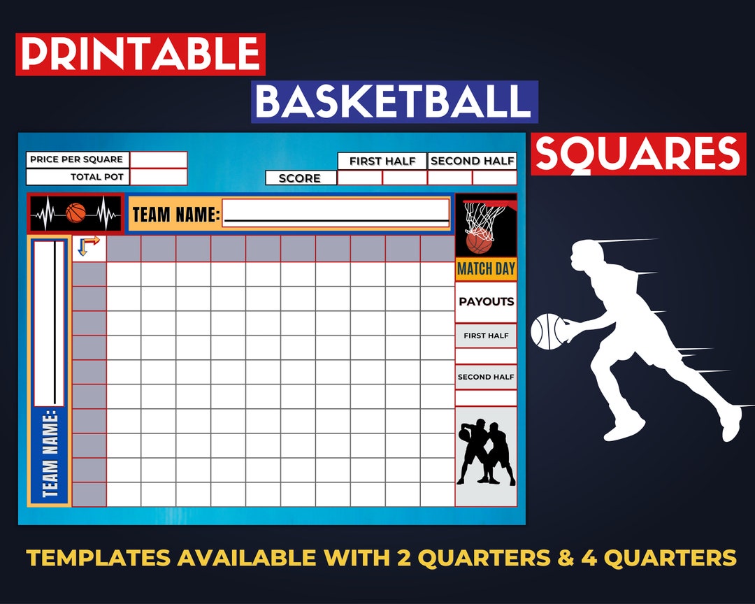 Printable Basketball Squares Printable Men's Basketball Etsy