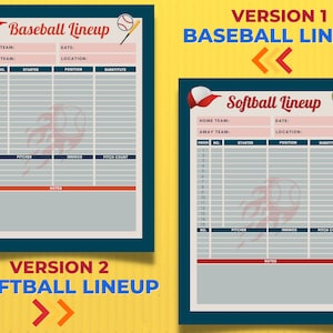 Baseball Lineup Card, Softball Lineup Card, Tee Ball Lineup, Editable Lineup, Baseball Mom, Softball Roster, Dugout Helper, Player Lineup