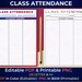 Editable Class Attendance, Attendance Sheet Printable, Attendance ...