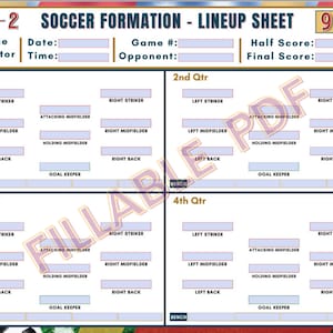 9v9 Soccer Formation Lineup Sheet, Editable PDF, Soccer Training ...