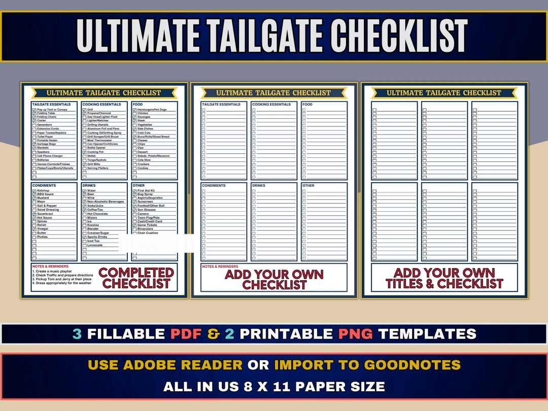Ultimate Tailgate Checklist Printable, Football Tailgate Checklist