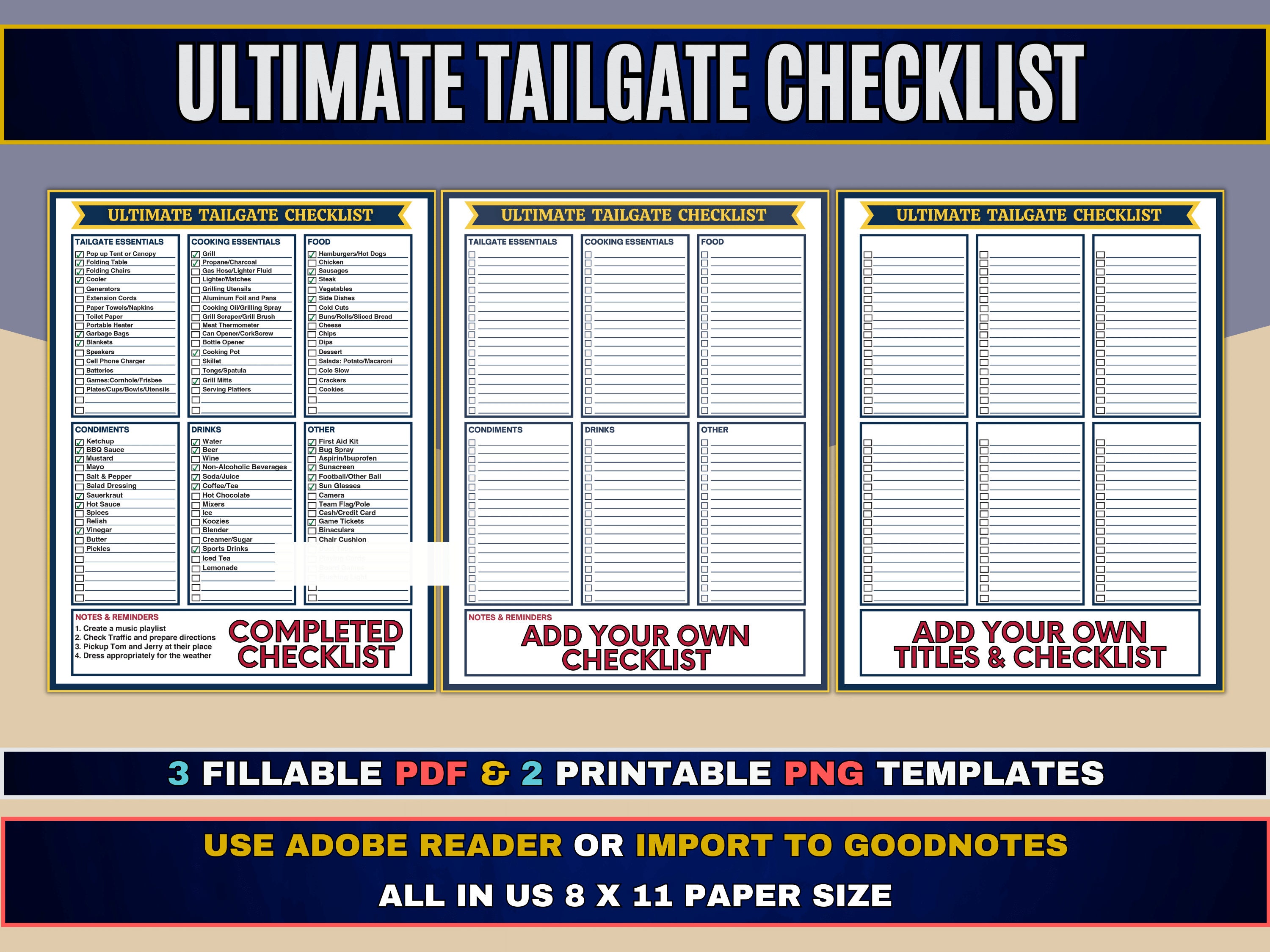 Ultimate Tailgate Checklist Printable, Football Tailgate Checklist