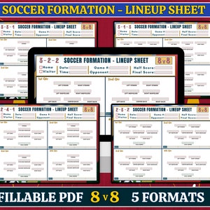 8v8 Soccer Formation Lineup Sheet, Editable PDF, Soccer Training, Football Formation, Soccer Coach Planner, Youth Soccer, Printable Template