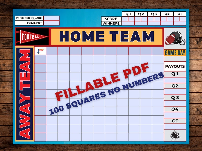 Football Squares, 100 Squares, the Big Game, Super Squares 2025