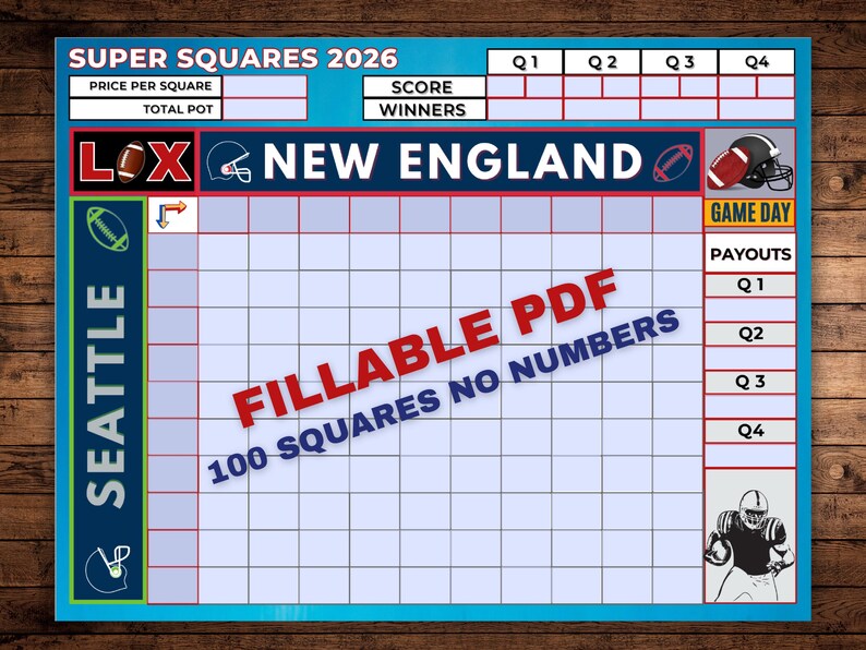 2026 Super Squares, Big Game, Super Squares Bowl 2026, Football Squares ...