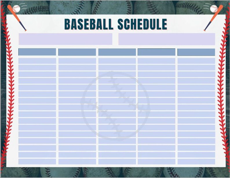 Editable Baseball Schedule Template Baseball Printable Printable