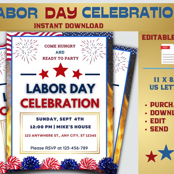 Labor Day Invite Etsy