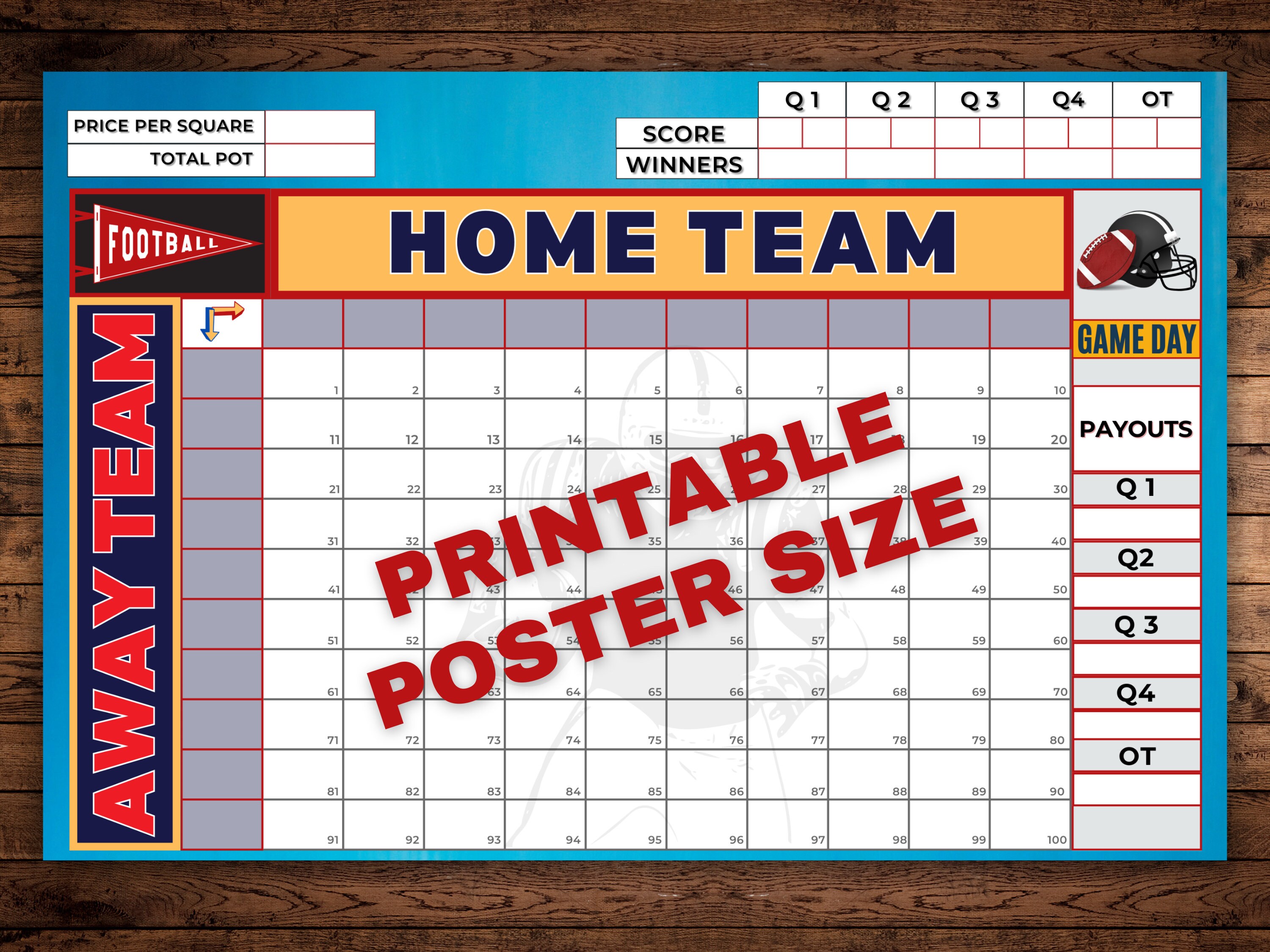 Football Squares, 100 Squares, the Big Game, Super Squares 2025