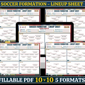 10v10 Soccer Formation Lineup Sheet, Fillable PDF, Soccer Training, Soccer Coach Planner, Youth Soccer, Printable Football Template