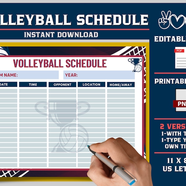 Volleyball Schedule Template Etsy