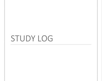 May include: A blank white page with the text "STUDY LOG" in grey at the top.