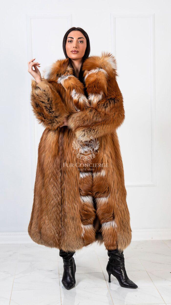 豪華なゴールドフォックスファーコート（大きなフード付き） - Etsy 日本