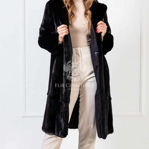 Luxury American Mink Blackglama Fur Coat With Collar