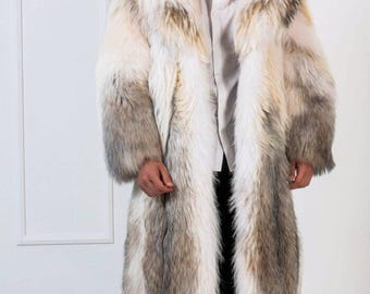 ラクーンファー 本毛皮 コート リアルファー サイズ9 アライグマ 男性