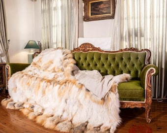 Ready to dispatch Real Luxurious Norwegian Saga Golden Island Fox Fur Throw – Bed Runner,fur rug, blanket, gift