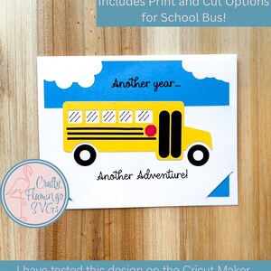 Another Year Another Adventure Back to School Card for Cricut, School Bus Card SVG, Back to School Bus, Cricut Card with Envelope, DIY Card