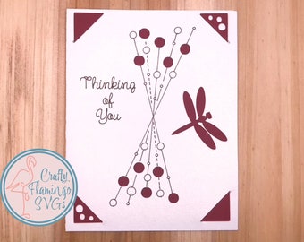 Thinking of You Card SVG, Dragonfly Card, Sympathy Card SVG, Cricut Card with Envelope, Dragonfly Sympathy Card, Dragonfly Thinking of You