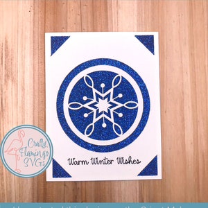 Cartão de floco de neve de feliz Natal, cartão de Natal com envelope, cartão de inserção de floco de neve, cartão Cricut fácil, cartão de férias divertido, desejos quentes de inverno