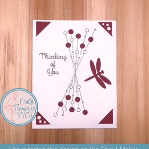 Thinking of You Karte SVG, Libelle Karte, Beileidskarte SVG, Cricut Karte mit Umschlag, Libelle Beileidskarte, Libelle Thinking of You