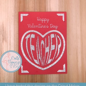 Lehrer Valentinstag Karte SVG, Valentinstag Lehrer Karte, Lehrer Herz Karte, Lehrer Valentine mit Umschlag, einfache Cricut Karte