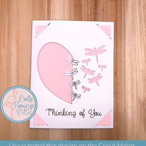 Vous pensez à vous carte SVG, carte libellule, pensée de vous SVG, carte de sympathie SVG, carte de sympathie libellule, carte Cricut avec enveloppe