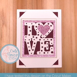 Tarjeta de inserción LOVE, tarjeta LOVE Word Art, tarjeta de amor con sobre, tarjeta de amor fácil, tarjeta de San Valentín con sobre SVG, tarjeta Cricut con sobre