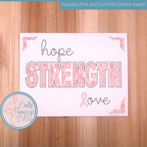 Tarjeta de cáncer de mama de Cricut, tarjeta de cáncer de mama SVG, tarjeta de sobreviviente de cáncer de mama, tarjeta de amor de fuerza y esperanza, tarjeta de Cricut con sobre